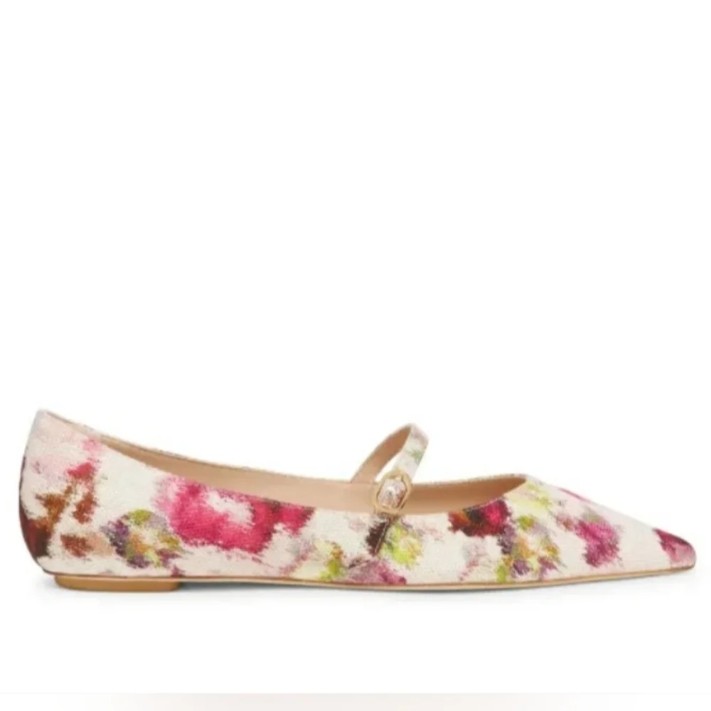 Stewart Weitzman Floral Print Ballet Barbie Flats Women's Size 7B NWT Bridal